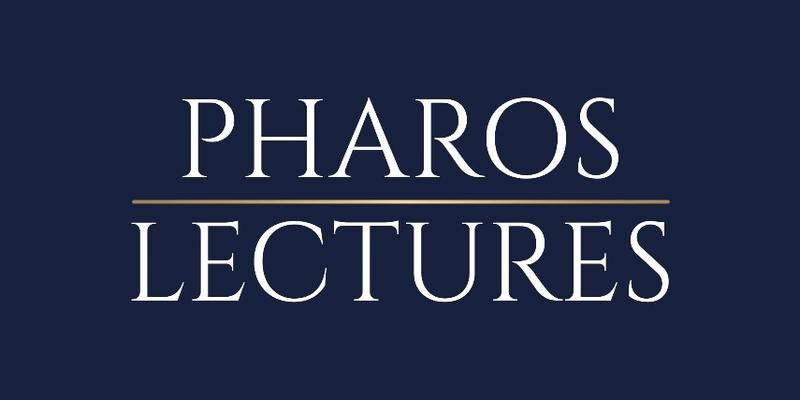 Logo of Pharos Lectures. Navy background, white text